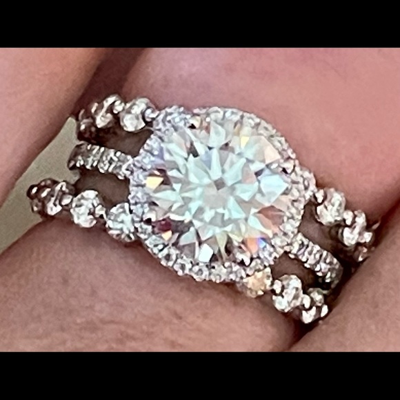 3ct with Halo & Art Deco band moissanite ring - Picture 7 of 12